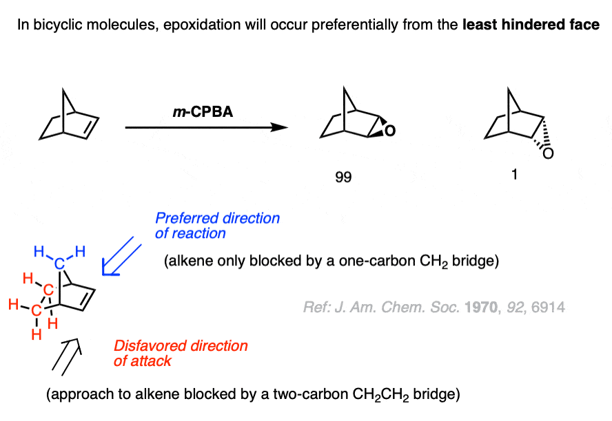 epoxidation of an alkene with mcpba on a bridged bicyclic compound showing excellent facial selectivity