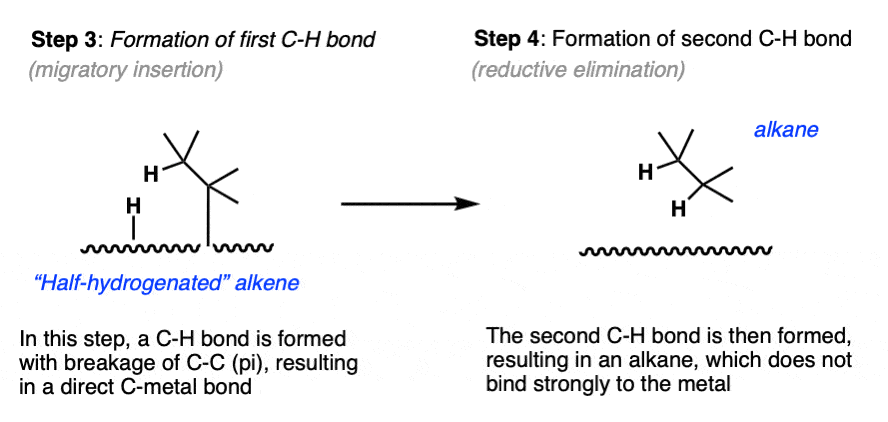 mechanism for hydrogenation with palladium on carbon - migratory insertion and reductive elimination