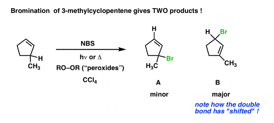 allylic-bromination-of-3-methylcyclopentene-with-nbs-allylic-rearrangement-