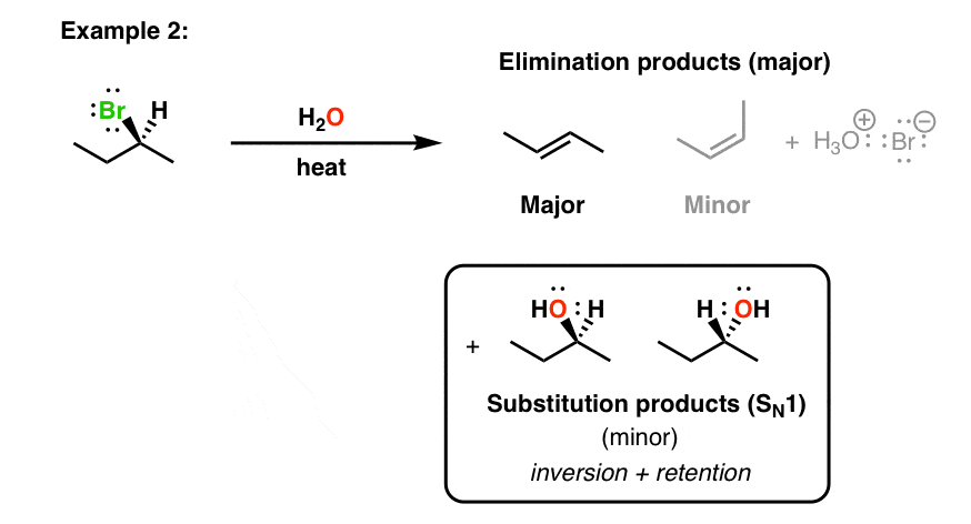 bromobutane with water as nucleophile competes with sn1 byproducts