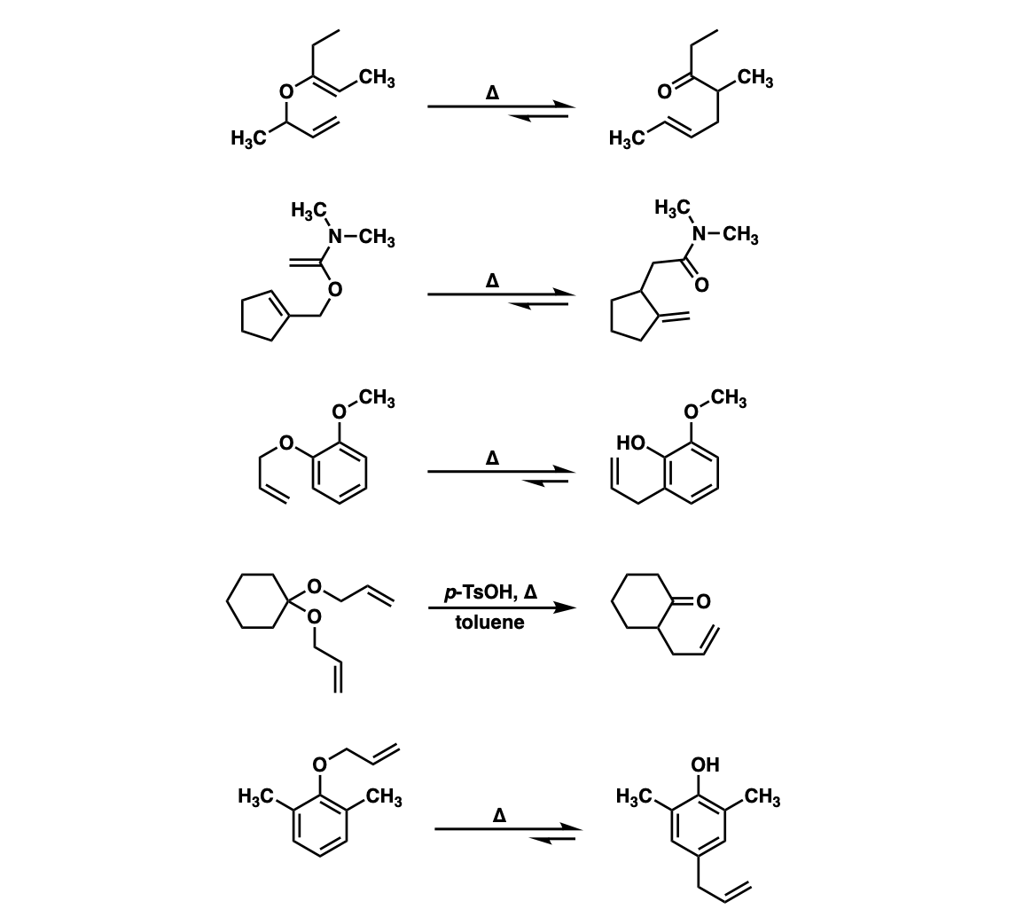 xamples of claisen rearrangement of allyl vinyl ethers to give gamma delta unsaturated carbonyls