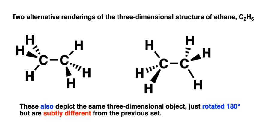 drawing of ethane in the staggered conformation line diagram