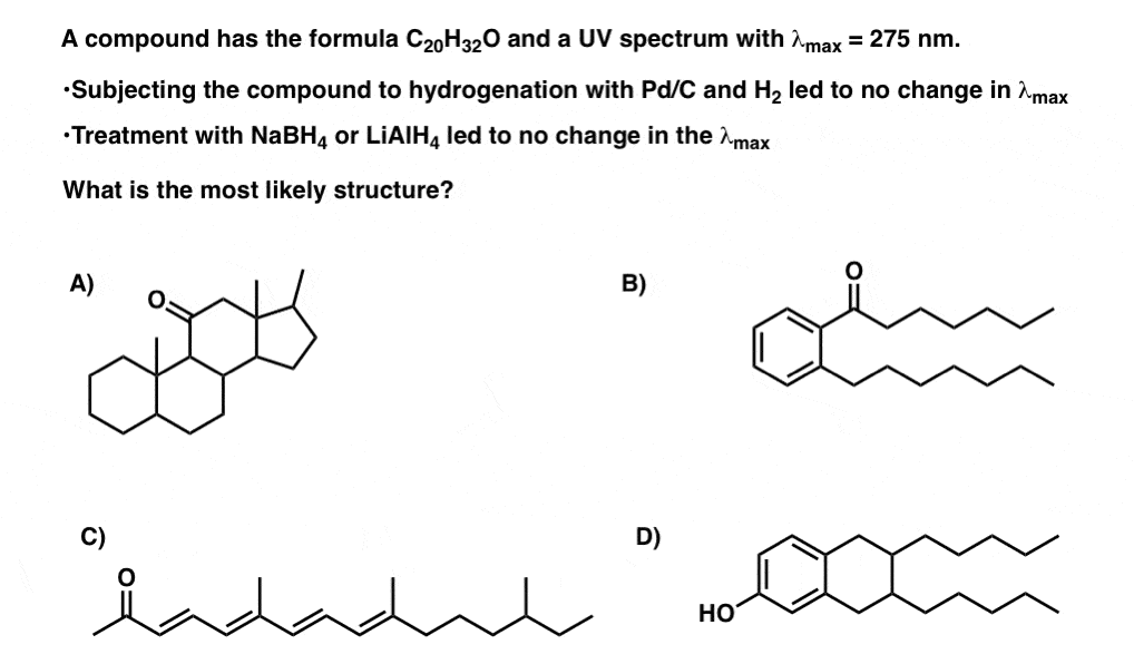 uv vis practice problems which has longest lambda max hydrogenation lialh4 integrate knowledge