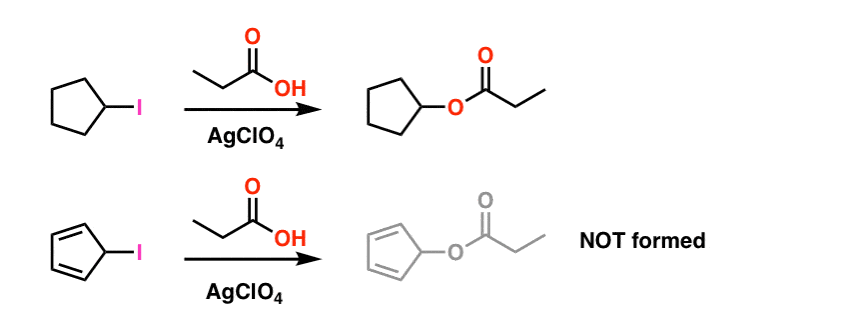 footnote difficulty of formation of cyclopentadienyl cation never formed