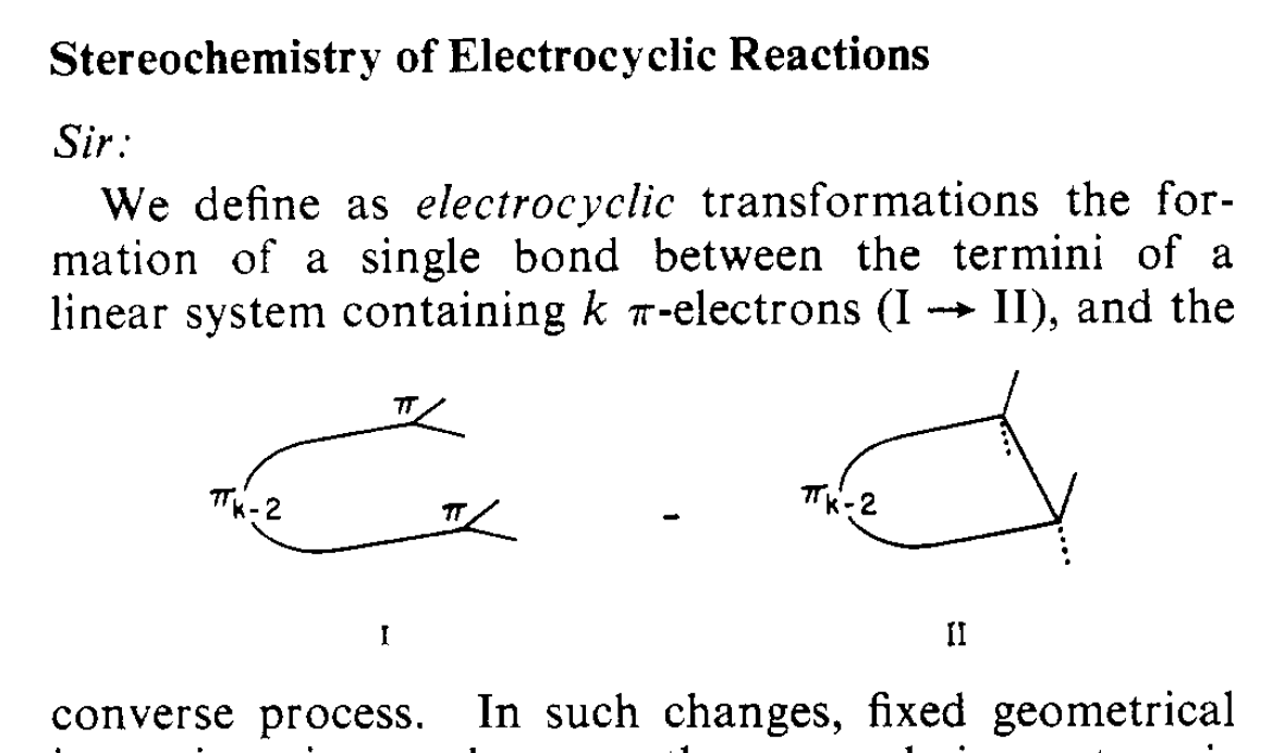 Woodward definition of electrocyclic